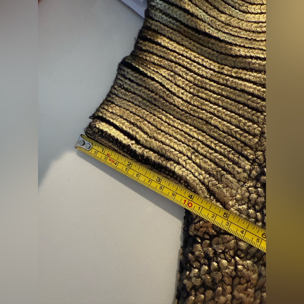 Hanifa XS Gold Metallic Knit Cropped Turtleneck Bell Sleeve Sweater NWT - Picture 12 of 12